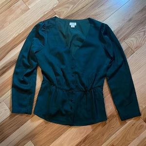 J Crew Long Sleeve Emerald Green Blouse